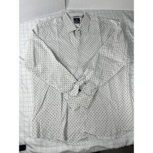 Ben Sherman Shirt Mens XL 17-17.5 34/35 Slim Fit Stretch White Floral Print LS